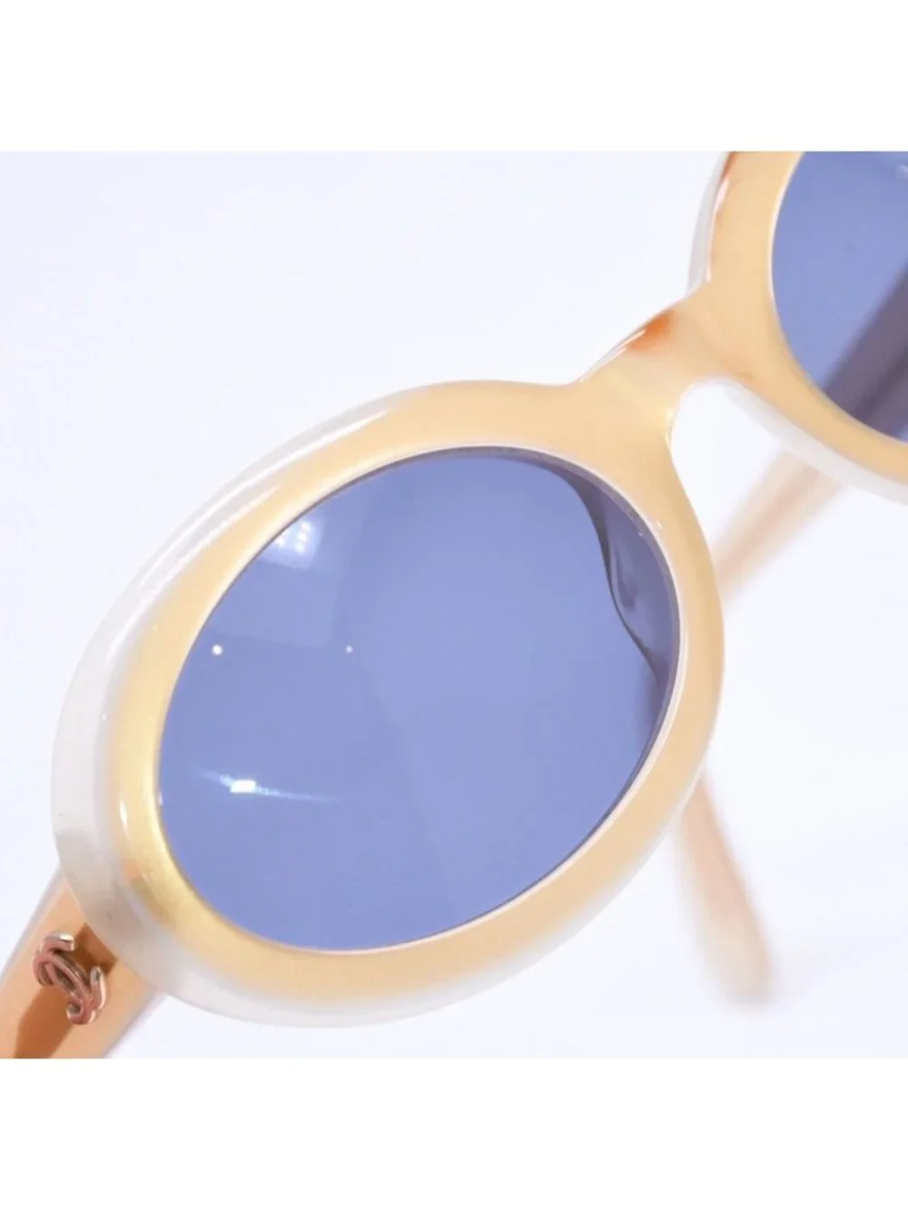 Chanel Sunglasses Eyewear CC Logo Beige Gold Acetate